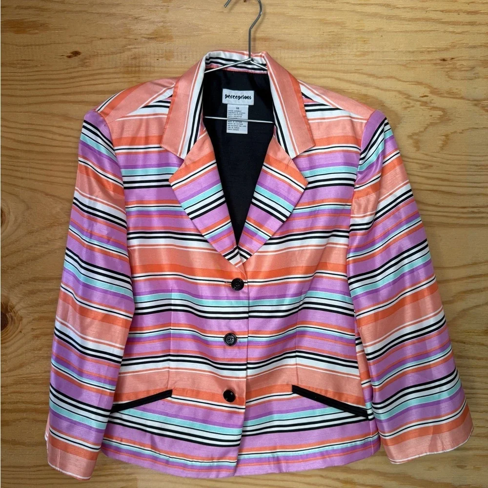 Perceptions Women's Striped Multicolor Blazer size 18 - Picture 6 of 12